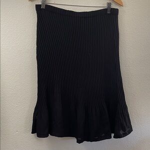 Sunny Leigh Black Pleated flare-out below knee Skirt 16x26 whimsigoth sexy l